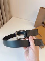 Burberry Belt Top version 【Full Package】New Men's Leather Belt Width3.5cm Double-Sided Imported First Layer Calfskin Full Grain Leather Genuine Goods Quality Original Letter Rotating Buckle Counter Full Set Gift Box Packaging B Home Belt