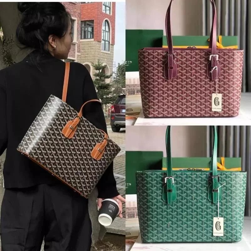 Goyard Bag Top version 【Original Leather Version】24New Mid-Ancient Tote Bag Women's Bag New Vintage Bag Backpack Tote Bag Vegetable Basket Bag Shopping Basket Bag Men's and Women's Handbags Shoulder Bag