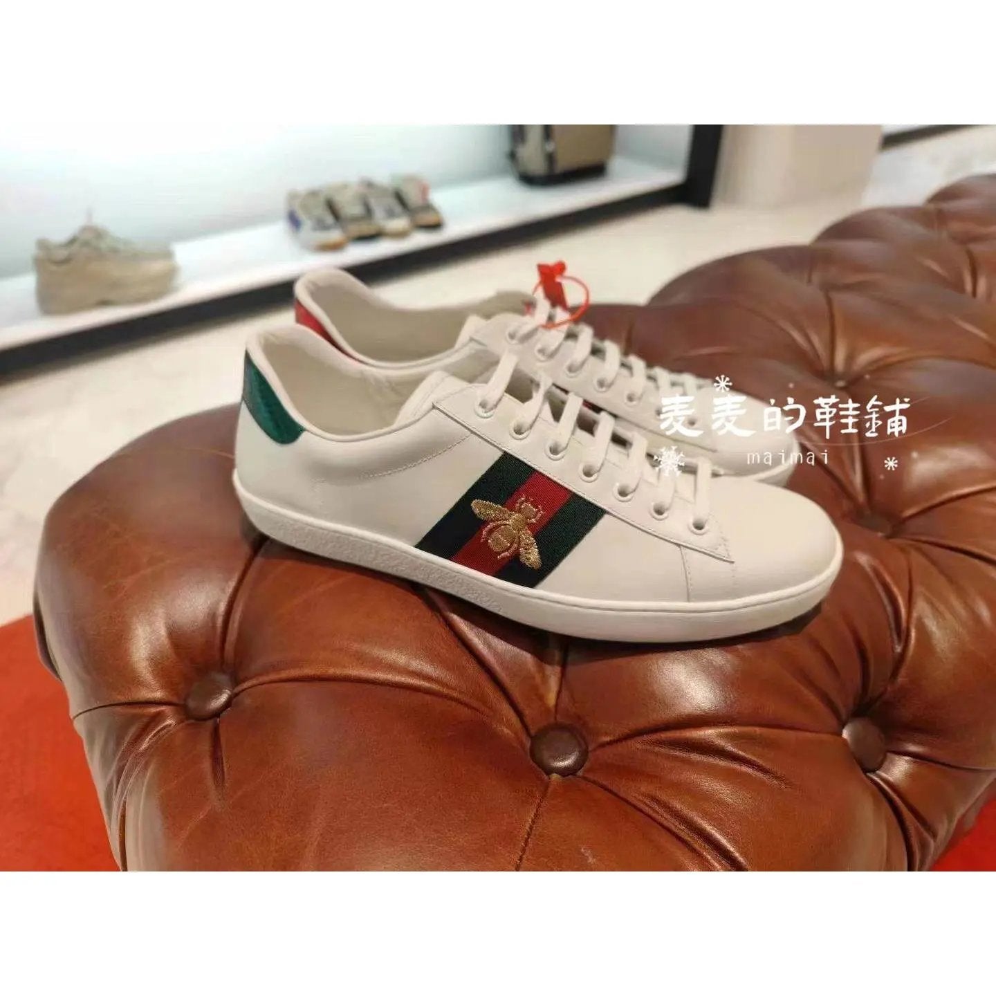 Gucci ShoesAce Series Bee Embroidered White Shoes Low-Top Couple's Mandarin Duck Sports Board Shoes