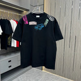 Dior T-shirt Chest Embroidery Craft with Thousands of Needles logo round Neck Short Sleeve25ss New pure cotton T Unisex T-Shirt OS Drop Shoulder Loose Fit Base Shirt Top T-Shirt Short Sleeve