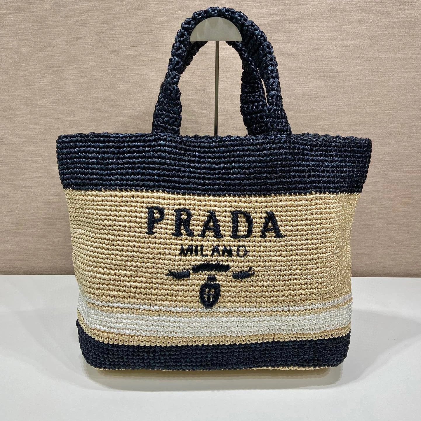 PRADA Bag Top version Original Order Latest Fiber Tote Bag European and American Fashion Large Capacity Totes Middle Ancient Women's Woven Shopping Bag Casual Straw Handbag Shoulder Bag Messenger Bag Women's Bag Women's Bag1BG408