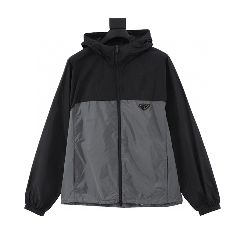 PRADA Jackets  Black and Gray Panel Hooded Jacket for Men and Women