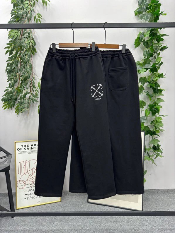 OFF-White Sweatpants Top Version Counter Same Style Pure Cotton Spring and Autumn Pants Men's Casual Sweatpants Loose Track Pants Fashionable Trousers