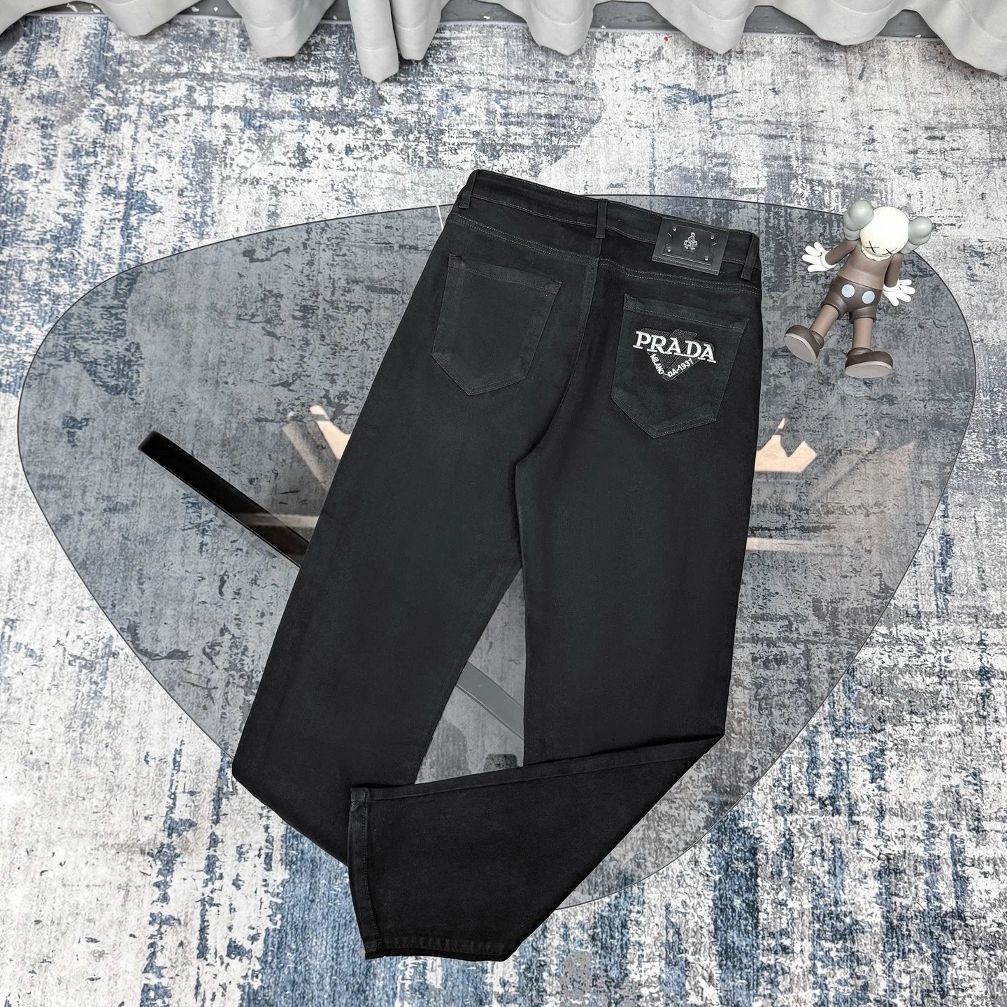 PRADA Jeans Pocket Letter Print logo25ss Spring Summer New Straight Loose Slim Fit Jeans Unisex Long Pants