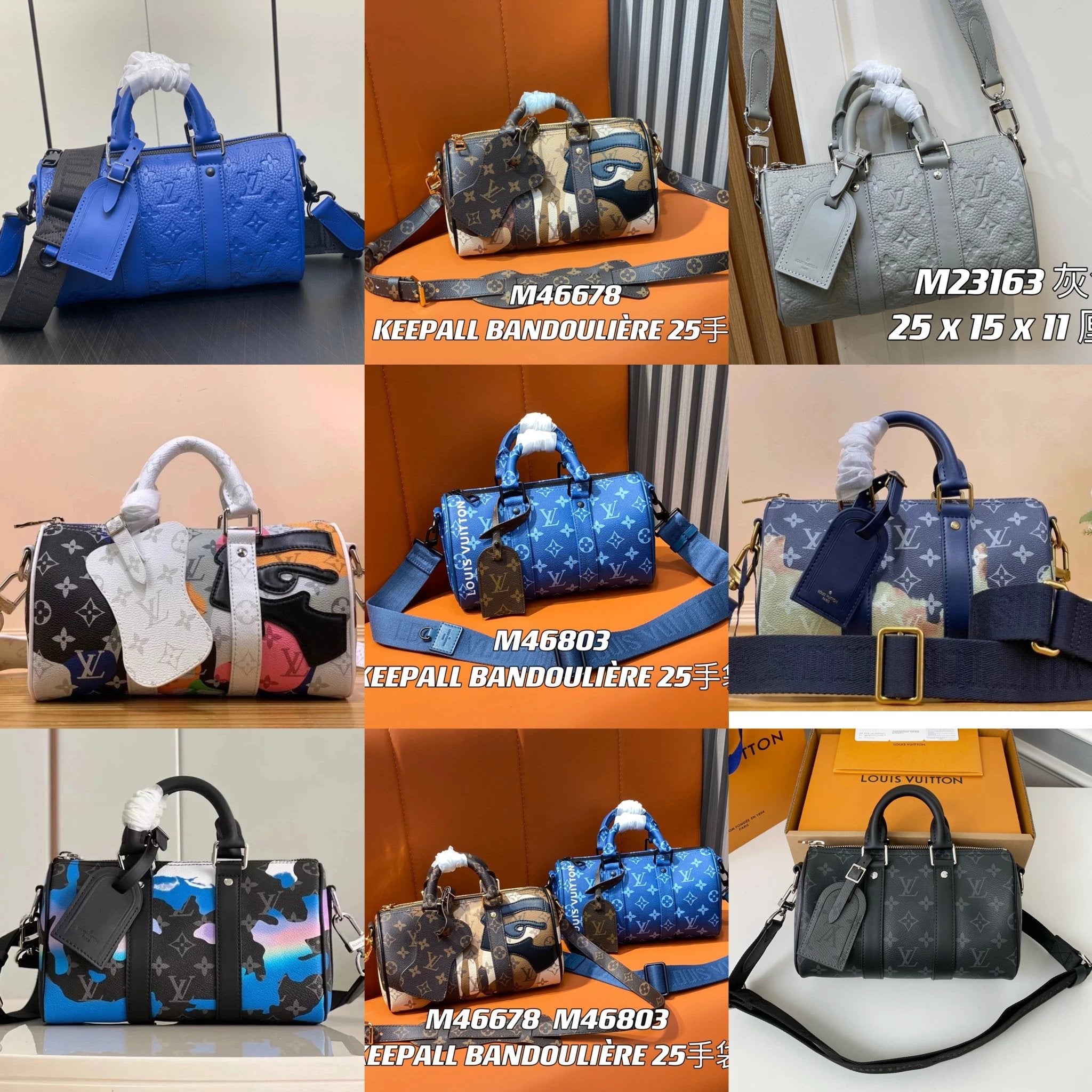 Louis Vuitton LV Men's Bag Top version 23Autumn and Winter New Eye Series Pillow Bag Full Series Handbag Shoulder Messenger Bag Pillow Bag Eyes Blue Flame Blue Black Flower
