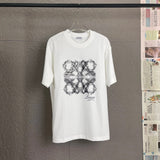 LOEWE T-shirt Chest Three-Dimensional Embroidery with Totem Printing logo round Neck Short Sleeve25ss New Pure Cotton Unisex Style T Casual T-Shirt Base Layer Shirt OS Loose Fit Half Sleeve Top Plus Size