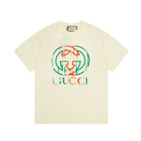 Gucci T-shirt Chest Burst Pattern Double G Letter Printing logo round Neck Short Sleeve25ss New Pure Cotton Unisex Style T T-shirt OS Loose Fit Base Shirt Half Sleeve T-Shirt Top Half Sleeve