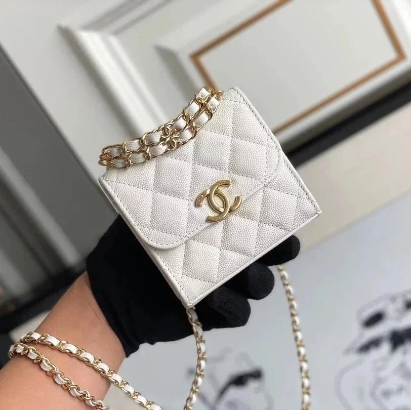 Chanel Women's Bag Top version 【**Original Leather Highest Version】2023New Double C Chain Baguette Mobile Phone Bag Handbag Flap Bag Small Waste Bag Messenger Bag Baguette Bag New Women's Bag Dinner Bag