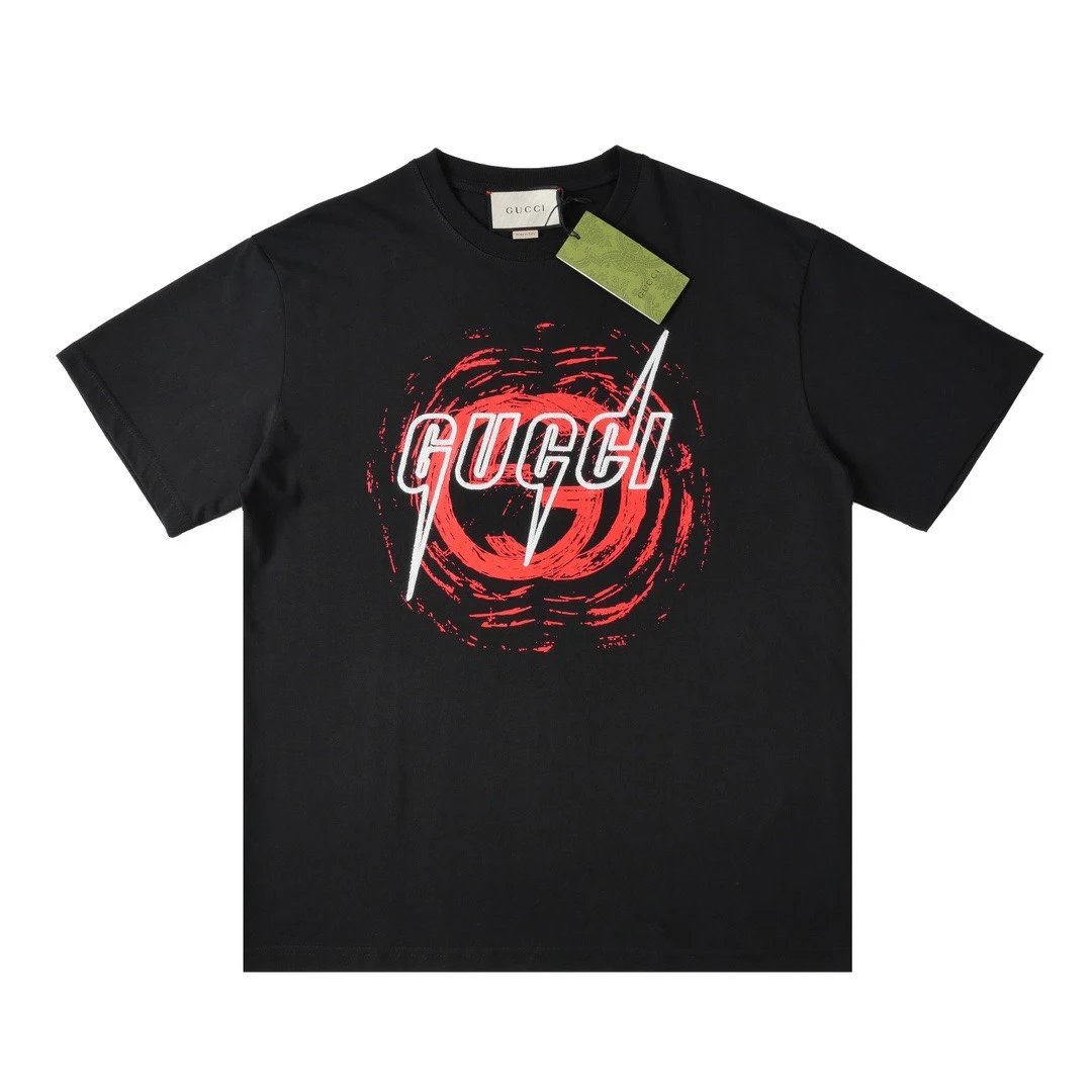 Gucci T-shirt Front Chest Blade Letter Print logo round Neck Short Sleeve25ss New pure cotton T Unisex T-Shirt OS Drop Shoulder Loose Fit Base Shirt Top T-Shirt Short Sleeve