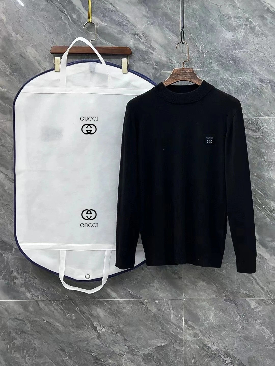 Gucci Sweater Black Logo LOGO 3D Half Turtleneck Sweater Long Sleeve Thickened Lazy Style OS Loose Fit Unisex Knit Top Jacket Versatile Casual Wearable Inside and Outside