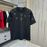 Chrome Hearts T-shirt Hot Drilling logo round Neck Short Sleeve25ss New Pure Cotton Unisex Style T T-shirt OS Loose Fit Base Shirt Short Sleeve T-Shirt Top