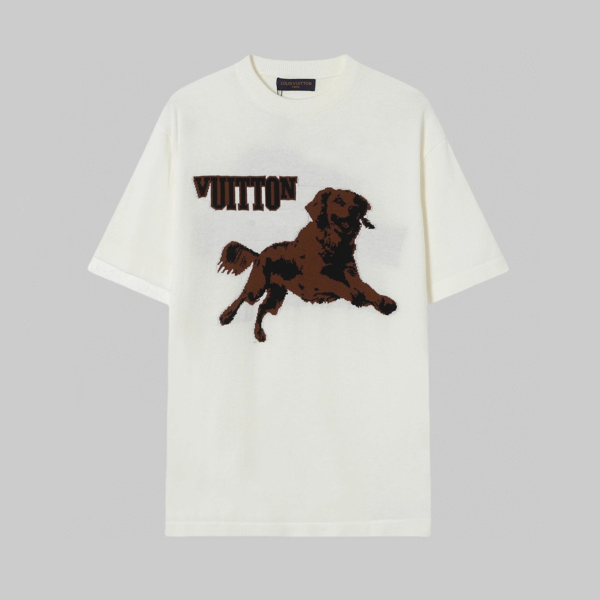 Louis Vuitton LV T-shirt Front Dog Embroidered Knit logo round Neck Short Sleeve25ss New pure cotton T Unisex T-Shirt OS Drop Shoulder Loose Fit Base Shirt Top T-Shirt Short Sleeve