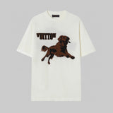 Louis Vuitton LV T-shirt Front Dog Embroidered Knit logo round Neck Short Sleeve25ss New pure cotton T Unisex T-Shirt OS Drop Shoulder Loose Fit Base Shirt Top T-Shirt Short Sleeve