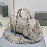 Balenciaga Bag Top version 【Level Surrogate Shopping】Original Grand Paris23New Minidufflebag Round Barrel Travel Bag Lecagole Series Sheepskin Material Shoulder Bag Messenger Bag Portable Women's Bag Travel Bag New Size