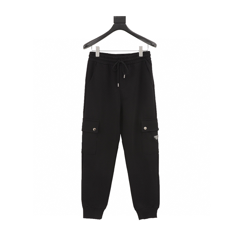 PRADA Sweatpants  Side Pocket Triangle Mark Cotton Overalls Same Style for Men and Women