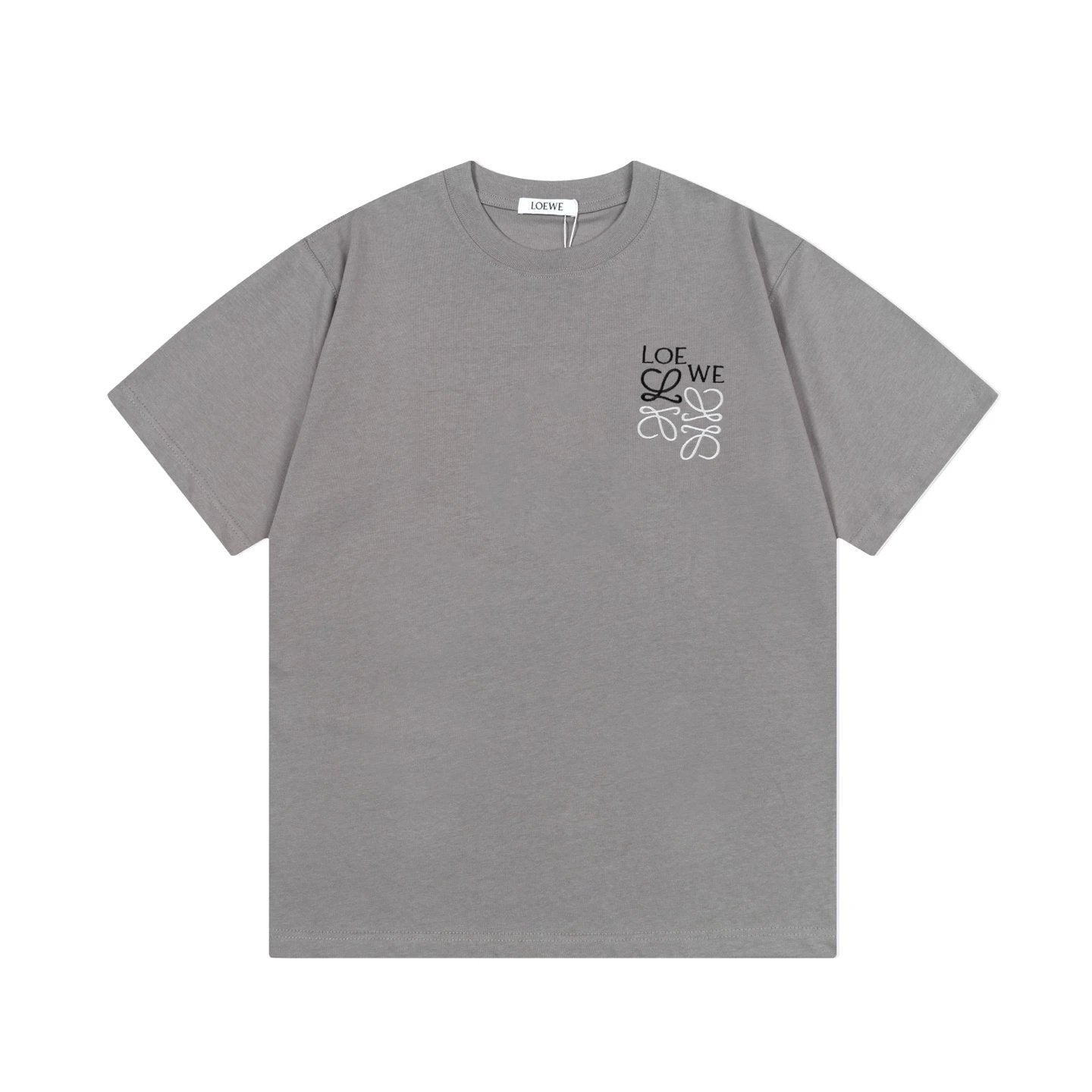 LOEWE T-shirt Two-Tone Small Letter Embroidery on Chest logo round Neck Short Sleeve25ss New Pure Cotton Unisex Style T T-shirt OS Loose Fit Base Shirt Half Sleeve T-Shirt Top Half Sleeve