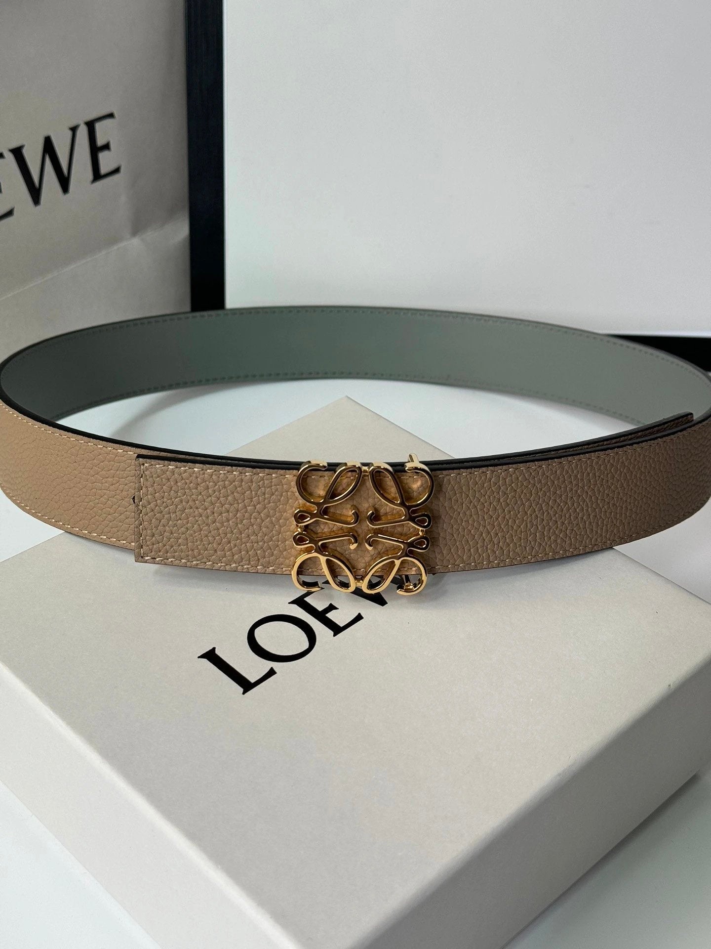 LOEWE Belt Top version Belt Genuine Cattlehide Leather Surface Original Single Original Single Double-Sided First Layer Original Cowhide3.5Men's Leather Belt Man's Belt Men's Belt Business Casual Pants Belt Men's Business Casual Belt Belt Men's High-End B