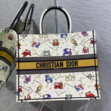 Dior Women's Bag Top version 【Original Leather】2022Valentine's Day Limited BookTote Bag Shopping Bag Handbag Tote Bag Mummy Bag Large Capacity Bag Twelve Constellation Embroidered Printed Pattern Large Size41cm Medium36cm Small Size26cm