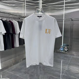 Louis Vuitton LV T-shirt Back Flocking White Ink logo round Neck Short Sleeve25ss New Pure Cotton Unisex Style T T-shirt OS Loose Fit Base Shirt Half Sleeve T-Shirt Top Half Sleeve