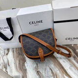 Celine women's bag Top version 【Kowloon Leather Edition】2021Spring and Summer New FOLCOTRIOMPHE191502Saddle Bag Crossbody Bag Shoulder Bag Women's Bag