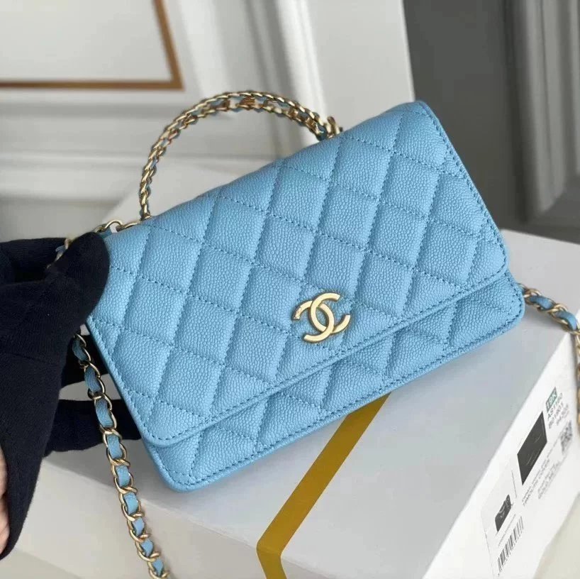 Chanel Women's Bag Top version 【Highest Version】22s New Women's Bag Handle Letters woc Envelope Package Handbag Caviar Cowhide Ball Pattern Flap Bag Chain Messenger Bag Handbag Shoulder Bag Clutch Women's Bag