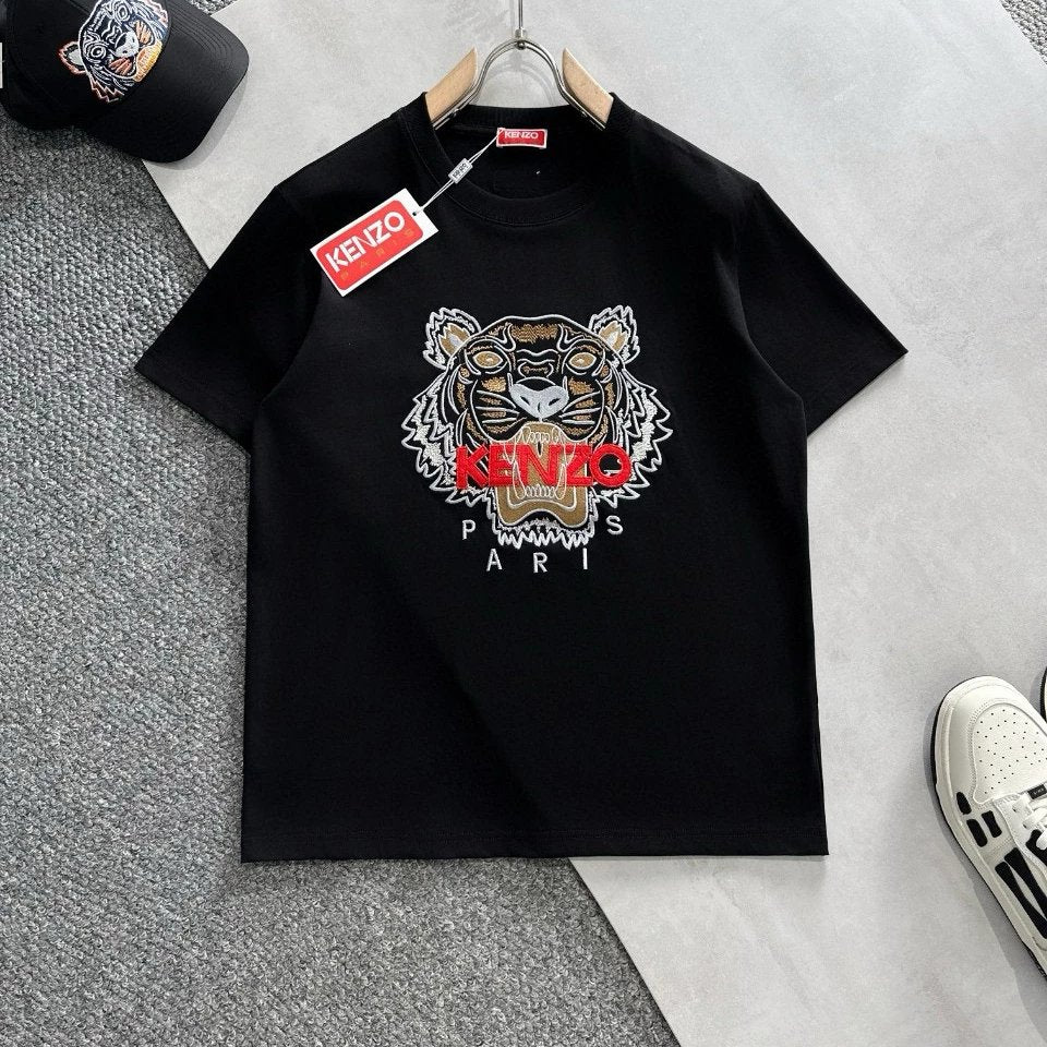 Kenzo T-shirt Top Version Tiger Head Embroidery Counter Same Style Pure Cotton Summer Men and Women Same Style Fashion Loose All-Matching2024New Short Sleeve T T-shirt