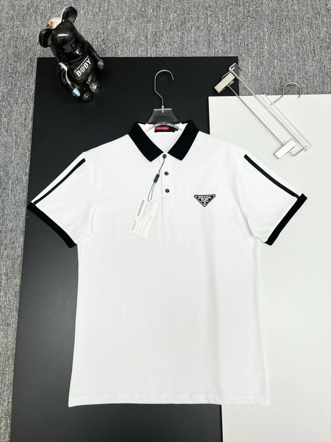 PRADA T-shirt Embroidery on the chest logoPOLO Shirt Lapel Short Sleeve25ss New Unisex Summer Short Sleeve OS Loose T Business Half Sleeve Shirt Plus Size T-Shirt