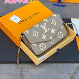 Louis Vuitton LV Women's Bag Top version New felicie Presbyopic Three-in-One Mahjong Bag Envelope Package Clutch Card Holder Wallet Mobile Phone Bag Chain Bag Crossbody Women's Shoulder Bag M61276M640648135981759