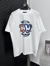 Louis Vuitton LV T-shirt Hand-painted Letter Print on the Chest logo round Neck Short Sleeve25ss New Pure Cotton Unisex Style T T-shirt OS Loose Fit Base Shirt Half Sleeve T-Shirt Top Half Sleeve