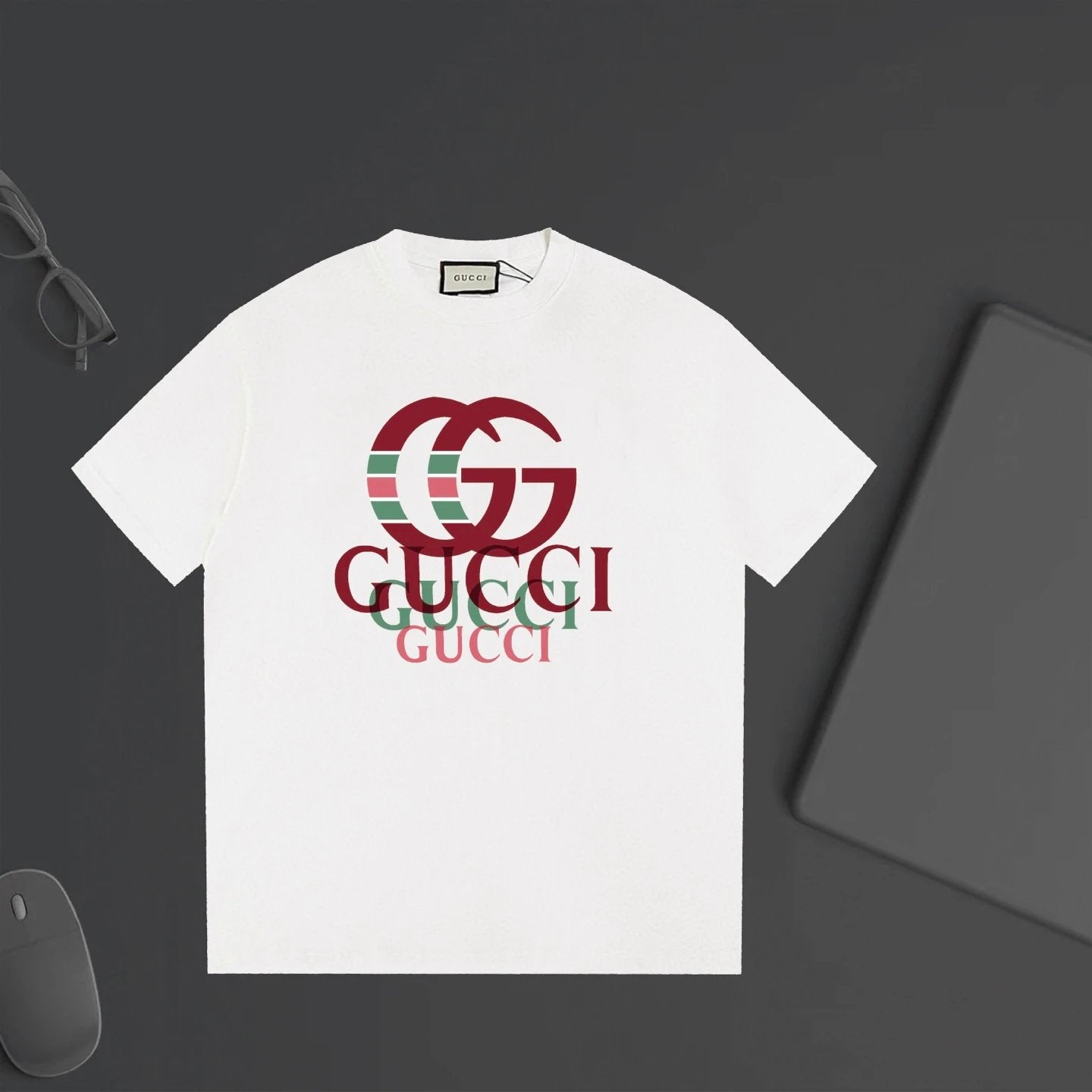 Gucci T-shirt Unique Double Chest Design G Letter Printing logo round Neck Short Sleeve25ss New pure cotton T Unisex T-Shirt OS Drop Shoulder Loose Fit Base Shirt Top T-Shirt Short Sleeve