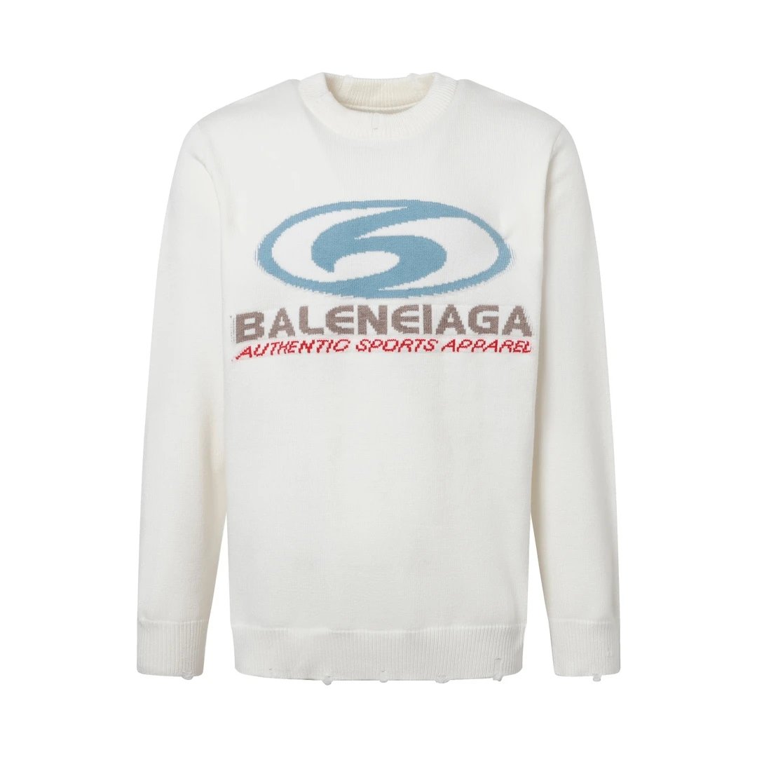 Balenciaga Sweater New model before and after logo Surf Knit Crew Neck Sweater Long Sleeve Thickened Lazy Style OS Loose Fit Unisex Knit Top Jacket Versatile Casual Wearable Inside and Outside