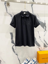 Burberry T-shirt Minimalist Small Lettering LOGO Embroidered Logo POLO Short Sleeve Shirt with Turn-down Collar for Men and Women, Summer Half Sleeve OS Loose T Business Casual Half Sleeve Shirt Plus Size T-Shirt