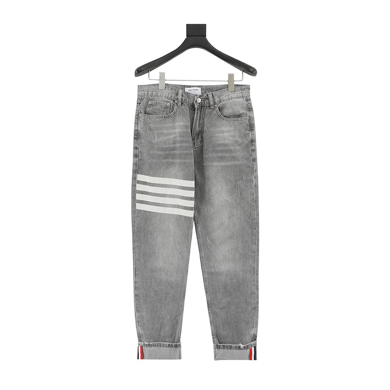 Thom Browne Jeans Four-Bar Printed Jeans for Men and Women