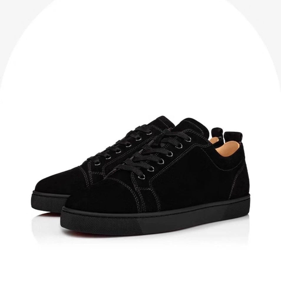 Christian Louboutin Shoes European Station cl Red Sole Shoes New Men's Shoes Red Sole Couple Trend Rivet Casual Lace up