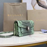 BVLGARI Bag Top version SerpetiForever Bag Decorated with a Snake's Head Chain Bag Snakeskin Enamel Snakeskin Head File Holder Mint Green