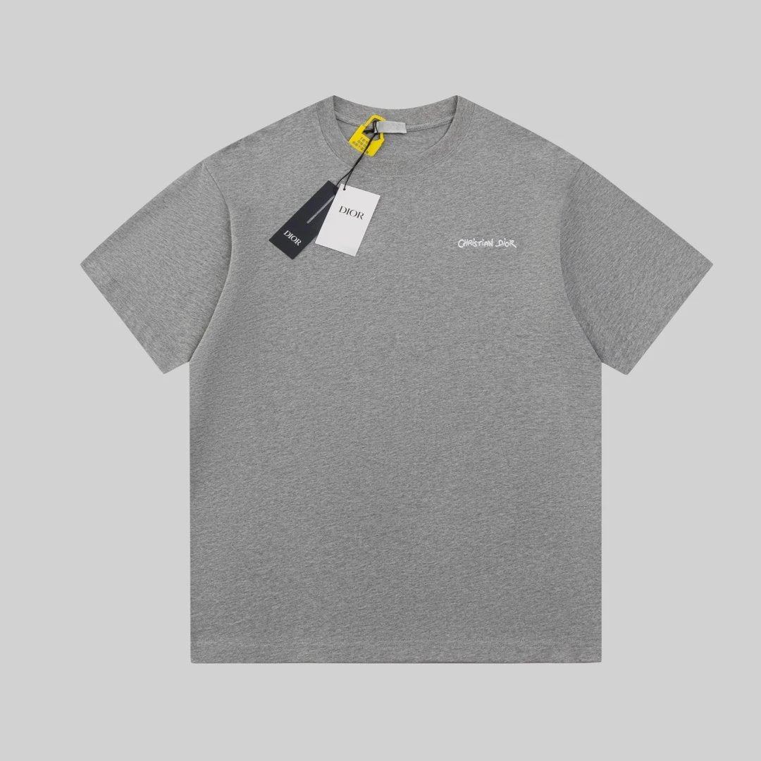Dior T-shirt 3D Embroidered Letter on Chest logo round Neck Short Sleeve25ss New Pure Cotton Unisex Style T T-shirt OS Loose Fit Base Shirt Half Sleeve T-Shirt Top Half Sleeve