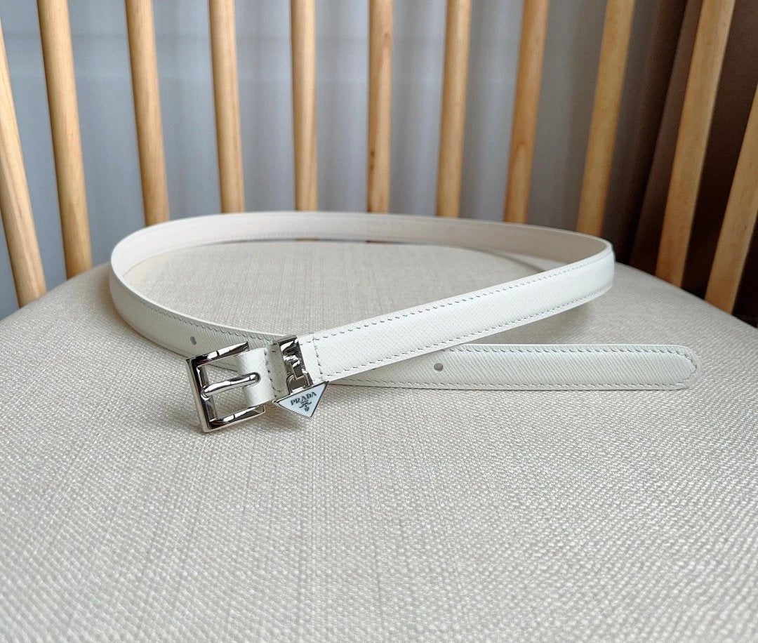 PRADA Belt Top version 【First Layer Cowhide】/Women's Belt Width2.0cm Quality Counter Full Set of Packaging Tape Chips nfc Anti-Counterfeiting Double-Sided Top Layer Leather Belt Body Matching Original Classic Triangle Mark Buckle Original Leather Cowhide