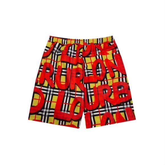 Burberry Shorts Full Print Graffiti Beach Shorts Five-Point Shorts os Loose Quick-Dry Unisex Casual Trendy Brand Big Shorts25ss New Product5Pants