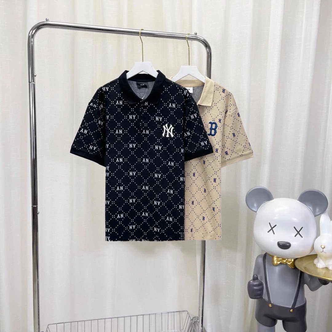 MLB T-shirt Top Version Girls Diamond Presbyopic Full Print POLO Shirt Vintage Casual All-Matching Summer New