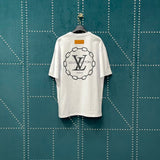 Louis Vuitton LV T-shirt Back Chain Print logo round Neck Short Sleeve25ss New Pure Cotton Unisex Style T Casual T-Shirt Base Layer Shirt OS Loose Fit Half Sleeve Top Plus Size