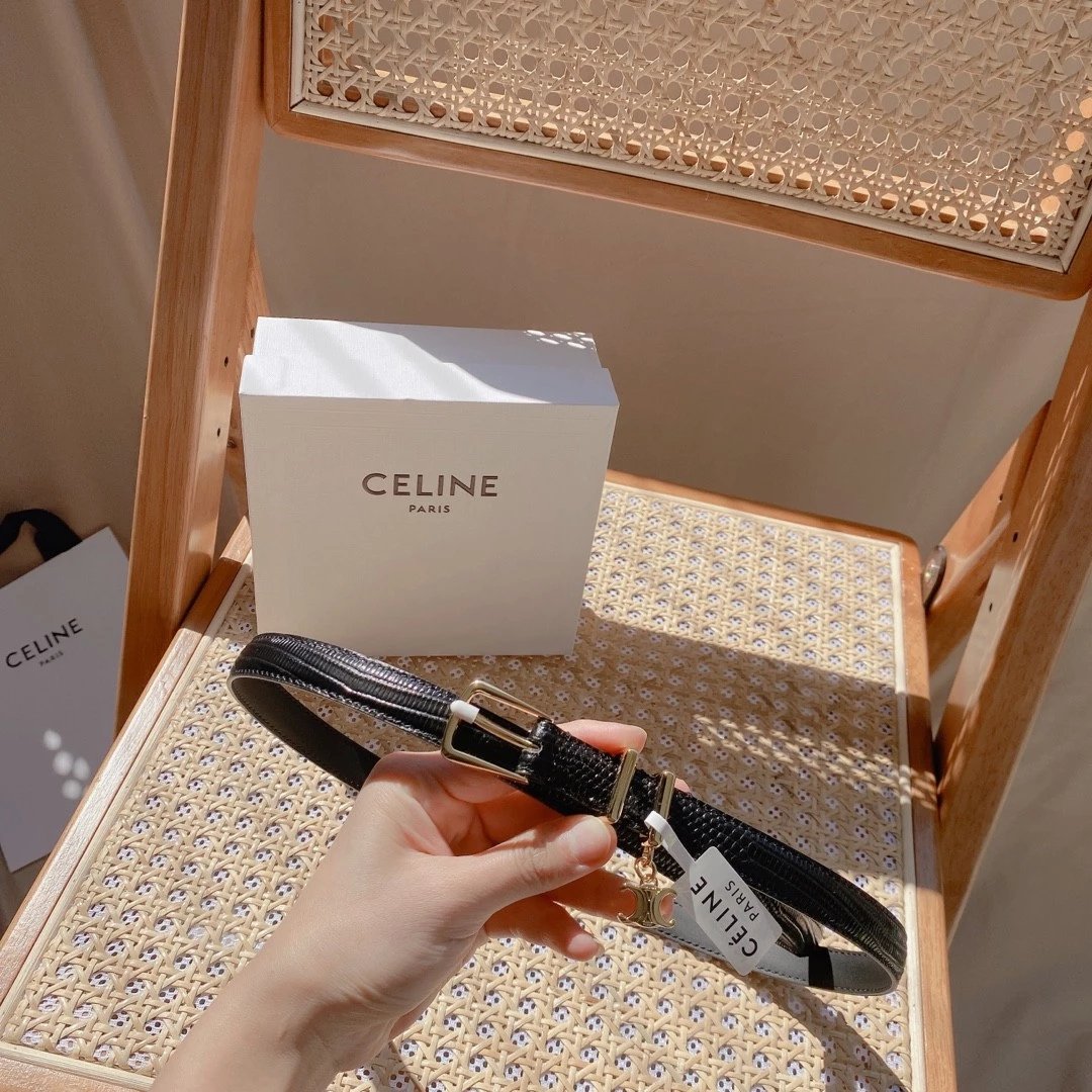 Celine Belt Top version Goods Belt Belt Female Arc De Triomphe Belt Arc De Triomphe Belt Black Retro Hair Style Belt Bright Gold Head Belt Belt Double-Sided Belt Women's Belt Women's Belt Belt Women's Belt1.8Belt Women's Belt Belt