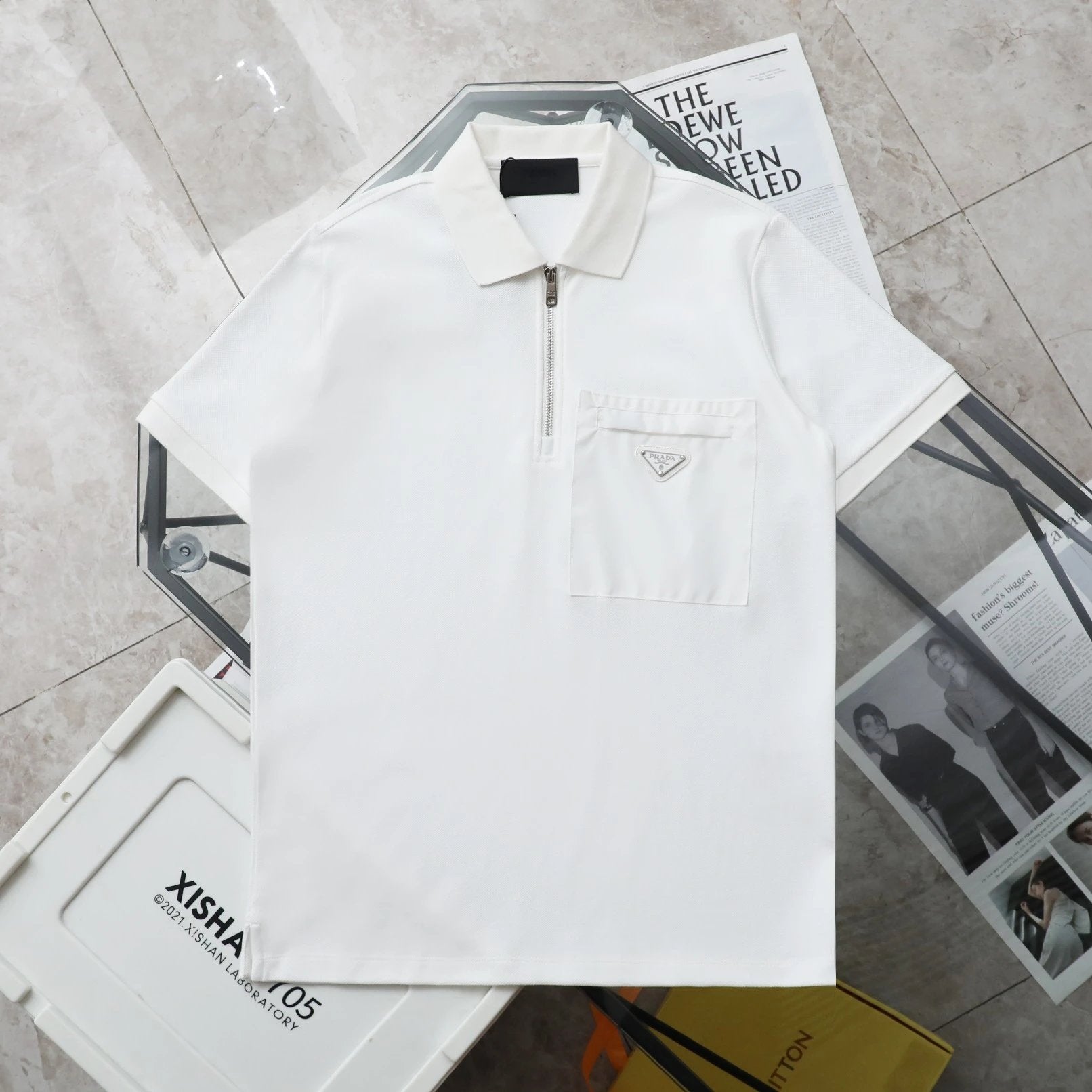 PRADA T-shirt Chest Triangle Mark Letters logo Badge POLO Shirt Lapel Short Sleeve25ss New Unisex Summer Loose Short Sleeve T Business Commuter Short Sleeve Shirt Plus Size T-Shirt