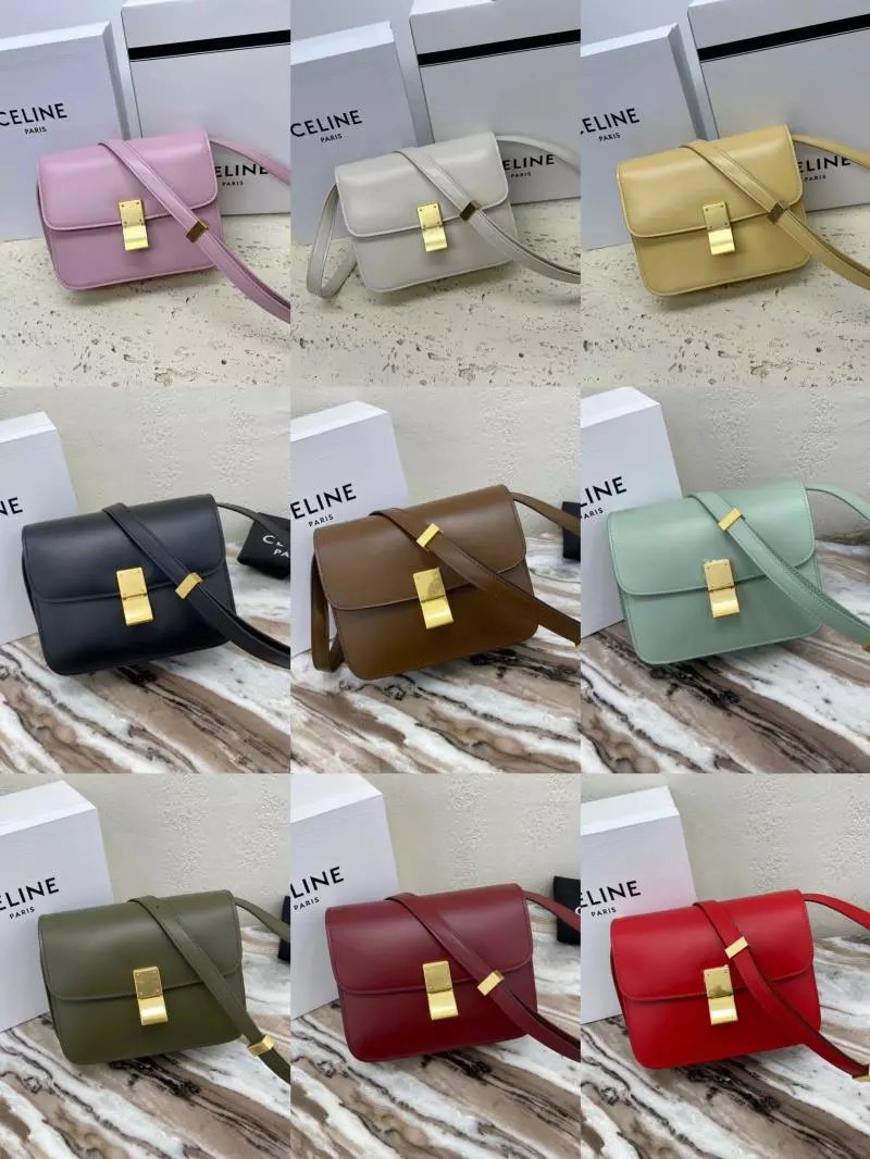 Celine women's bag Top version 【Original Surrogate Shopping Grade】Classic ClassicBox Package Square Bag Stewardess Bag TRIOMPHE Arc De Triomphe box Bag Flap Bag Shoulder Bag Messenger Bag New Women's Bag Teen18.5cm Small Size192532Medium24cm88007