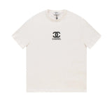 Chanel T-shirt Spring and Summer New Front and Rear Adhesive Letters LOGO Pattern Short Sleeve T T-shirt，Adopt240Gram32Double Yarn Fabric，Soft and Delicate，Soft and Comfortable，Moderate Thickness，Not Easy to Deform，Three Standard Complete，Loose design，Sim