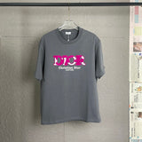Dior T-shirt Front Color-Block Letter Print logo round Neck Short Sleeve25ss New pure cotton T Unisex T-Shirt OS Loose Fit Base Shirt Top Half Sleeve T-Shirt