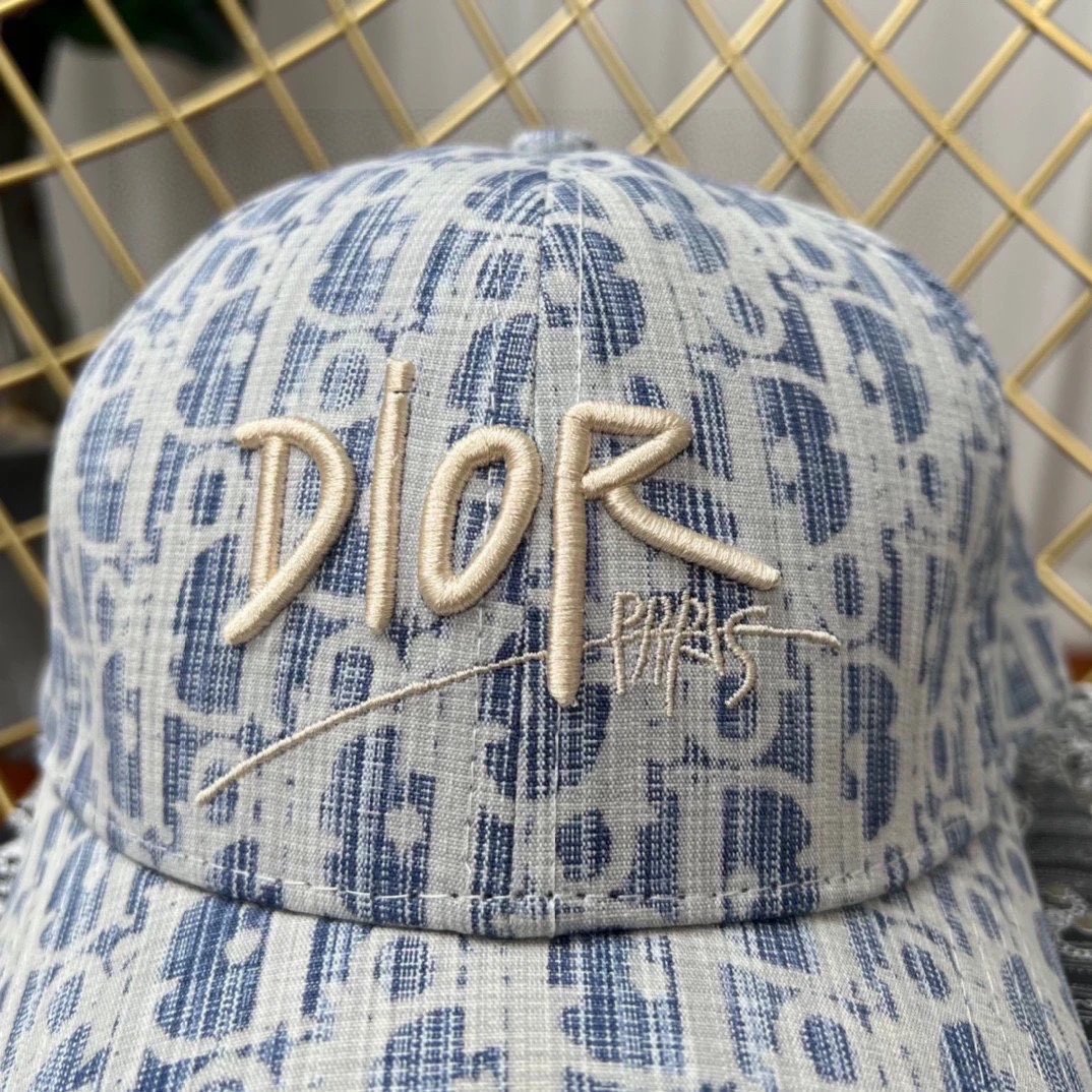 Dior Hat Full Letter Print Jacquard logo Baseball Cap Sun Protection Visor Cap Large Head Circumference Versatile Sports Hat Slimming Face Curved Brim Unisex Couple Style