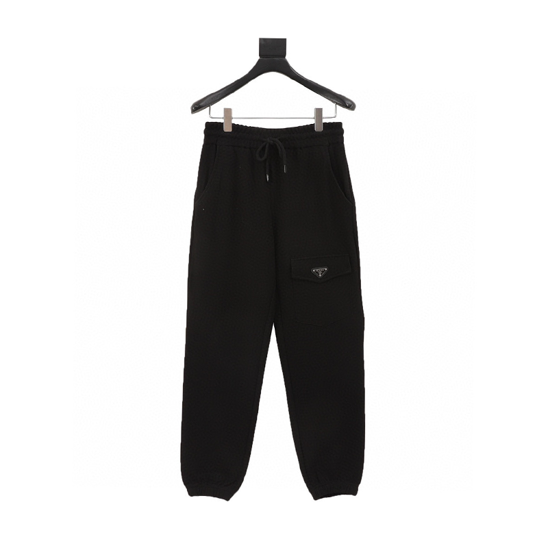 PRADA Sweatpants  Knee Pocket Metal Triangle Mark Ankle-Tied Trousers for Men and Women