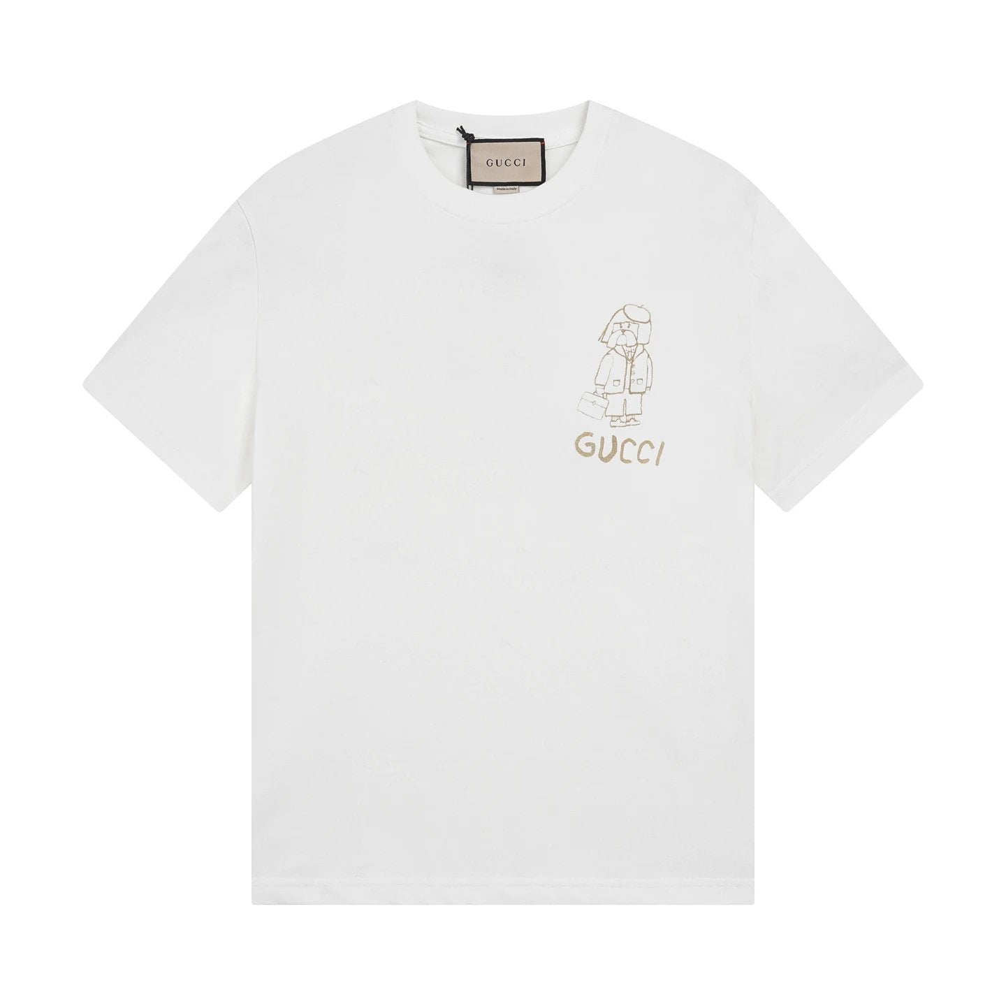 Gucci T-shirt Back Tie Dog Print logo round Neck Short Sleeve25ss New Pure Cotton Unisex Style T T-shirt OS Loose Fit Base Shirt Half Sleeve T-Shirt Top Half Sleeve