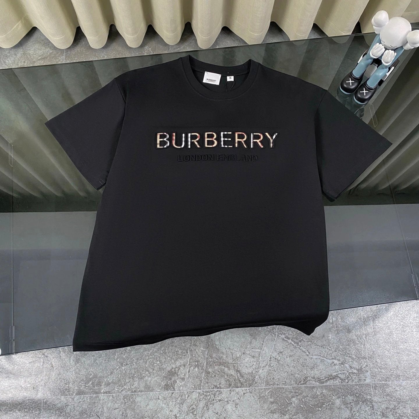 Burberry T-shirt Chest Plaid Letter Print logo round Neck Short Sleeve25ss New pure cotton T Unisex T-Shirt OS Drop Shoulder Loose Fit Base Shirt Top T-Shirt Short Sleeve