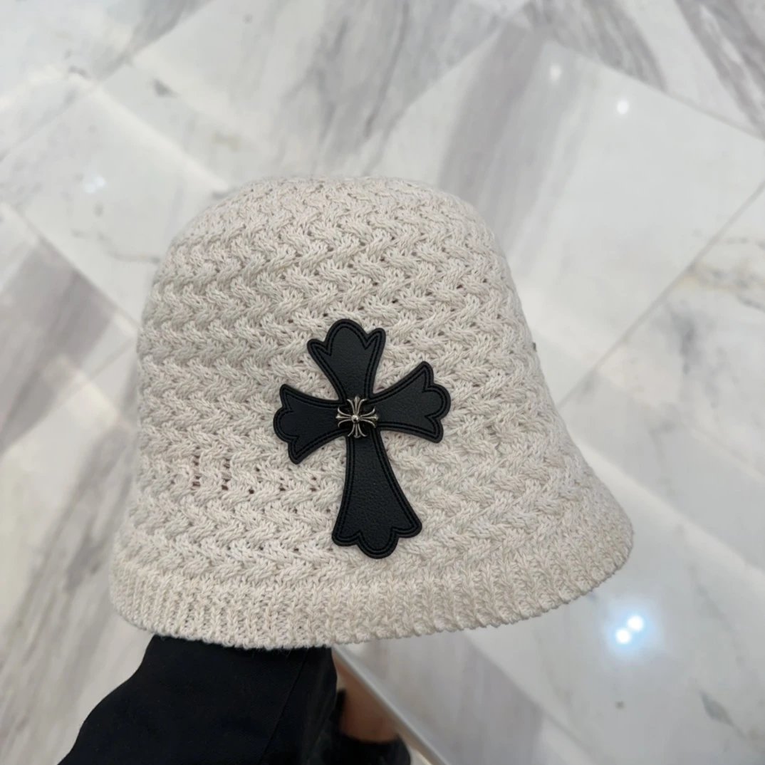 Chrome Hearts Hat Labeling logo Fisherman Hat Casual Sun Protection UV Protection Plain Face Covering Sun Hat Outdoor Versatile Flat Top Bucket Hat